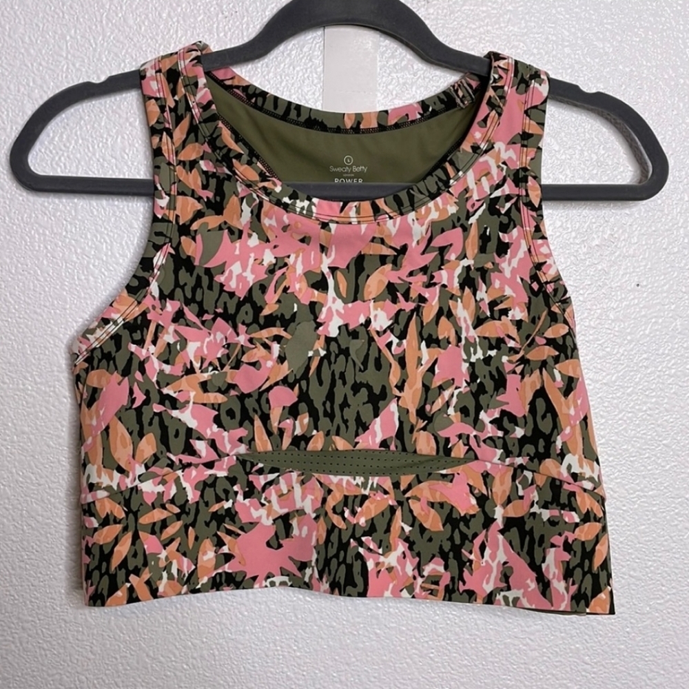 Sweaty Betty Green Floral Texture Bra Large SB: 13
